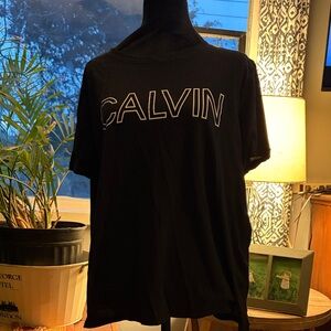 Calvin Klein Black Short-Sleeve Tee with White Outline Logo